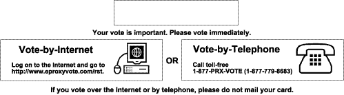 VOTE BY INTERNET OR VOTE BY TELEPHONE